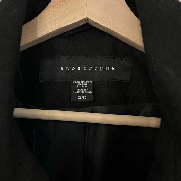 NWOT APOSTROPHE Black Recycled Wool Blend Jacket Women’s Size XL - Picture 6 of 16